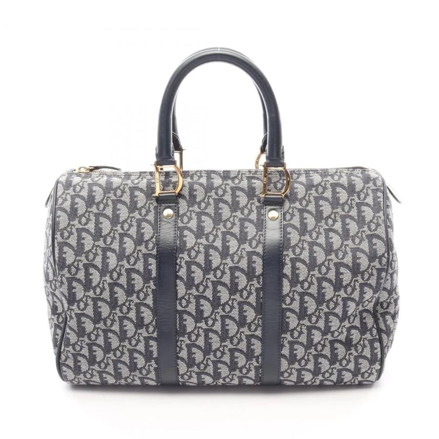DIOR BAG: TROTTER GRAY NAVY: DIOR Bag: Trotter Gray Navy Brand: Dior Type/Style: Tote Material: Exterior Material Canvas / Leather Color: Exterior Color Gray Size: (approx. W13.8 ? H9.4 ? D6.7 inch) Accessories: None