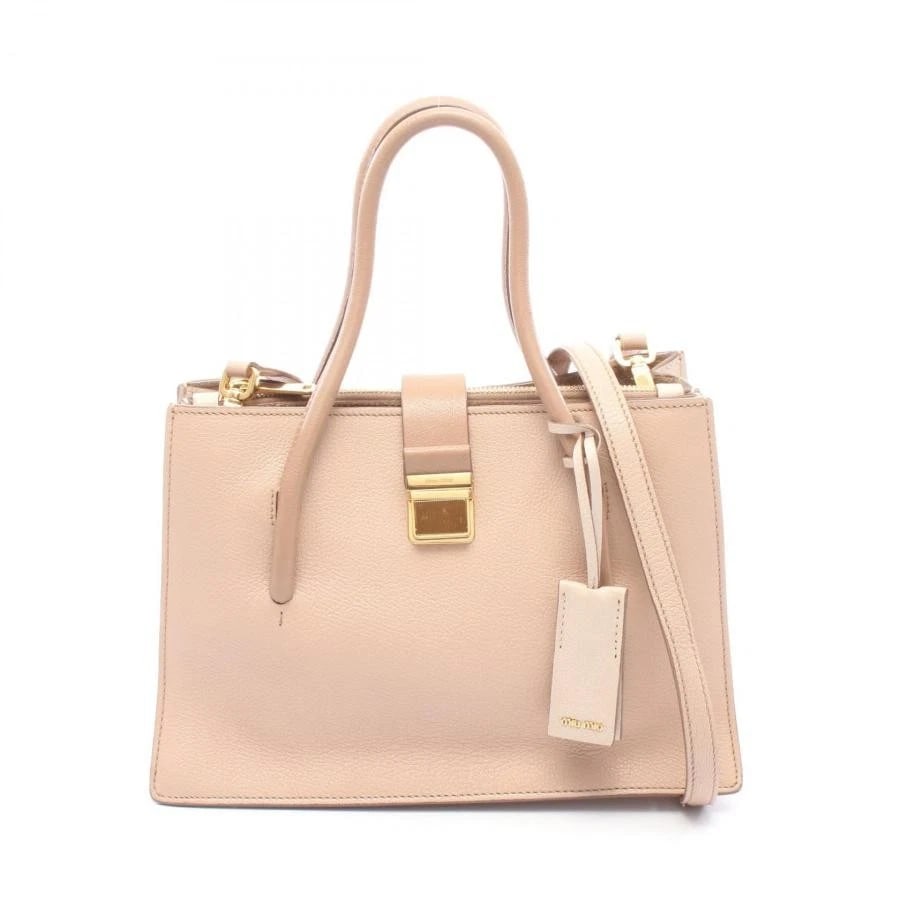MIU MIU BAG: MADRAS BEIGE PINK: MIU MIU Bag: MADRAS Beige Pink Brand: MIU MIU Type/Style: Satchel/Top Handle Bag Material: Exterior Material Leather Color: Exterior Color Beige Size: (approx. W10.6 ? H7.1 ? D0 inch, Handle 15.4 inch