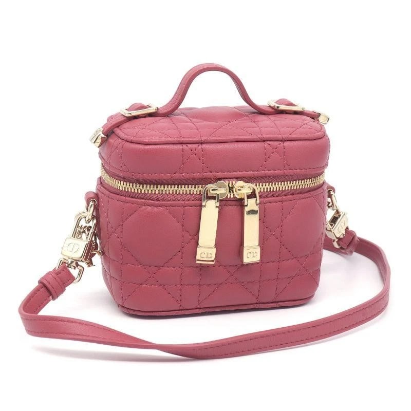 CHRISTIAN DIOR BAG: LADY DIOR MICRO VANITY: CHRISTIAN DIOR Bag: Lady Dior Micro Vanity Brand: CHRISTIAN DIOR Type/Style: Shoulder Bag Material: Exterior Material Leather Color: Exterior Color Pink Size: (approx. W4.3 ? H3.5 ? D2.8 inch, Handle 