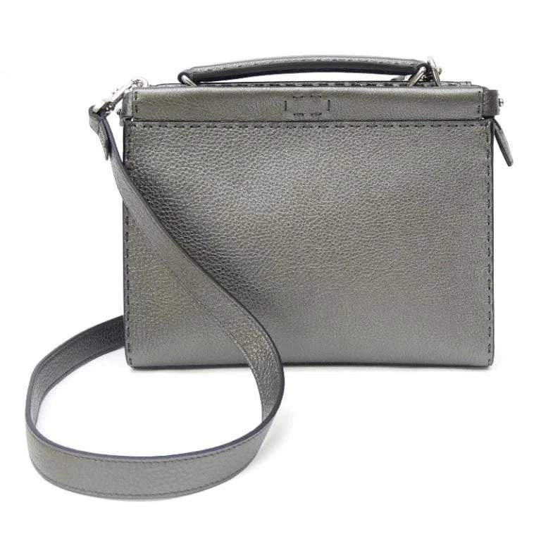 FENDI BAG: PEEKABOO FIT MINI GRAY: FENDI Bag: Peekaboo Fit Mini Gray Brand: FENDI Type/Style: Satchel/Top Handle Bag Material: Exterior Material Leather Color: Exterior Color Gray Size: (approx. W11.0 ? H8.7 ? D2.8 inch) Accessorie