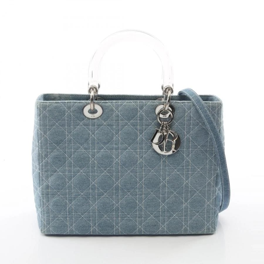 DIOR BAG: LADY DIOR LARGE CANNAGE: DIOR Bag: Lady Dior Large Cannage Brand: DIOR Type/Style: Satchel/Top Handle Bag Material: Exterior Material Denim Color: Exterior Color Blue Size: (approx. W12.6 ? H9.8 ? D4.3 inch) Accessories: