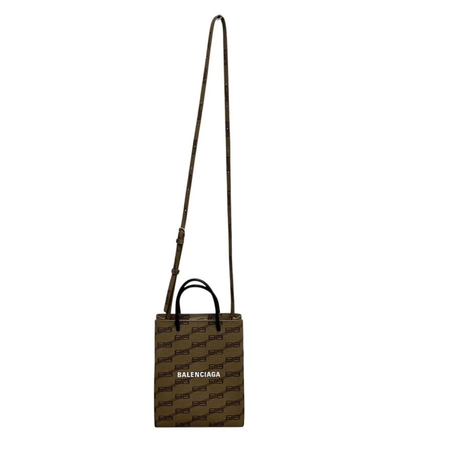 BALENCIAGA BAG: BB MONOGRAM SHOPPING BAG: BALENCIAGA Bag: BB Monogram Shopping Bag Brand: BALENCIAGA Type/Style: Shoulder Bag Material: Exterior Material Canvas Color: Exterior Color Beige Size: (approx. W6.7 ? H8.3 ? D2.4 inch) Accessori