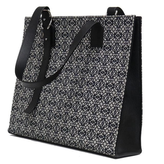 LOEWE BAG: BUCKLE HORIZONTAL TOTE: LOEWE Bag: Buckle Horizontal Tote Brand: LOEWE Type/Style: Tote Material: Exterior Material Jacquard Color: Exterior Color Navy / Black Size: (approx. W15.7 ? H12.6 ? D3.5 inch) Accessories: None