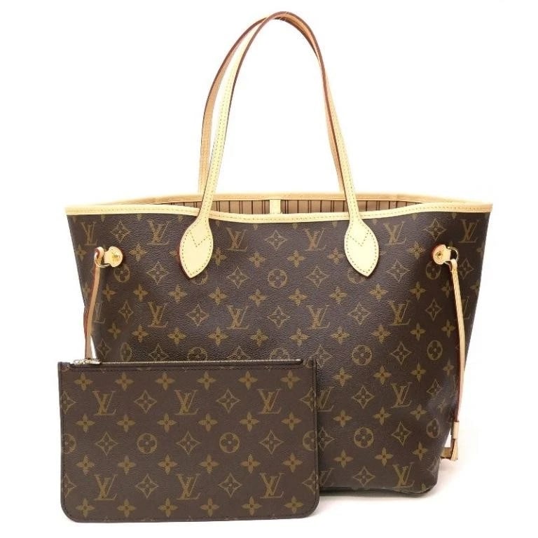 LOUIS VUITTON BAG: NEVERFULL MM: LOUIS VUITTON Bag: Neverfull MM Brand: LOUIS VUITTON Type/Style: Tote Material: Exterior Material Canvas Color: Exterior Color Beige Size: (approx. W12.2 ? H11.0 ? D5.5 inch) Accessories: None