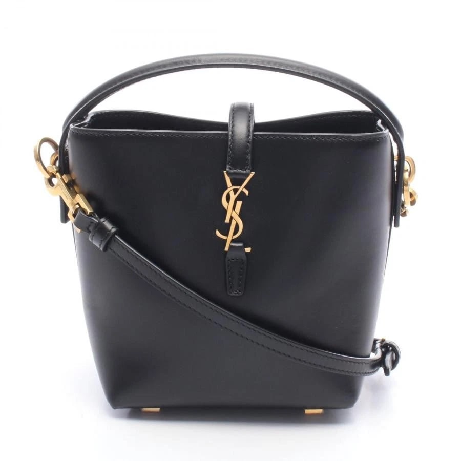 SAINT LAURENT PARIS BAG: MINI BUCKET BLACK: SAINT LAURENT PARIS Bag: Mini Bucket Black Brand: SAINT LAURENT PARIS Type/Style: Top Handle Bag Material: Exterior Material Leather Color: Exterior Color Black Size: (approx. W5.1 ? H5.9 ? D3.3 inch)