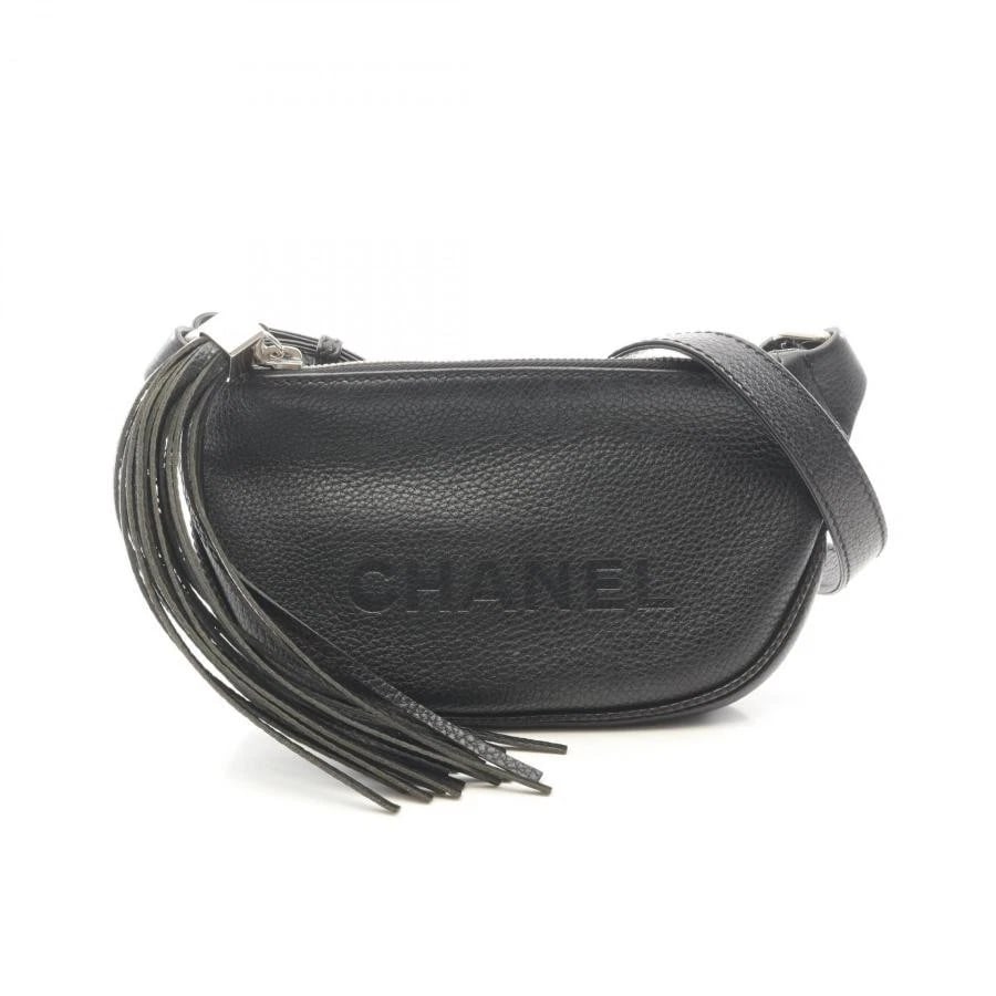 CHANEL BAG: LOGO FRINGE SHOULDER BLACK: CHANEL Bag: Logo Fringe Shoulder Black Brand: CHANEL Type/Style: Shoulder Bag Material: Exterior Material Leather Color: Exterior Color Black Size: (approx. W9.1 ? H5.1 ? D2.0 inch) Accessories: None