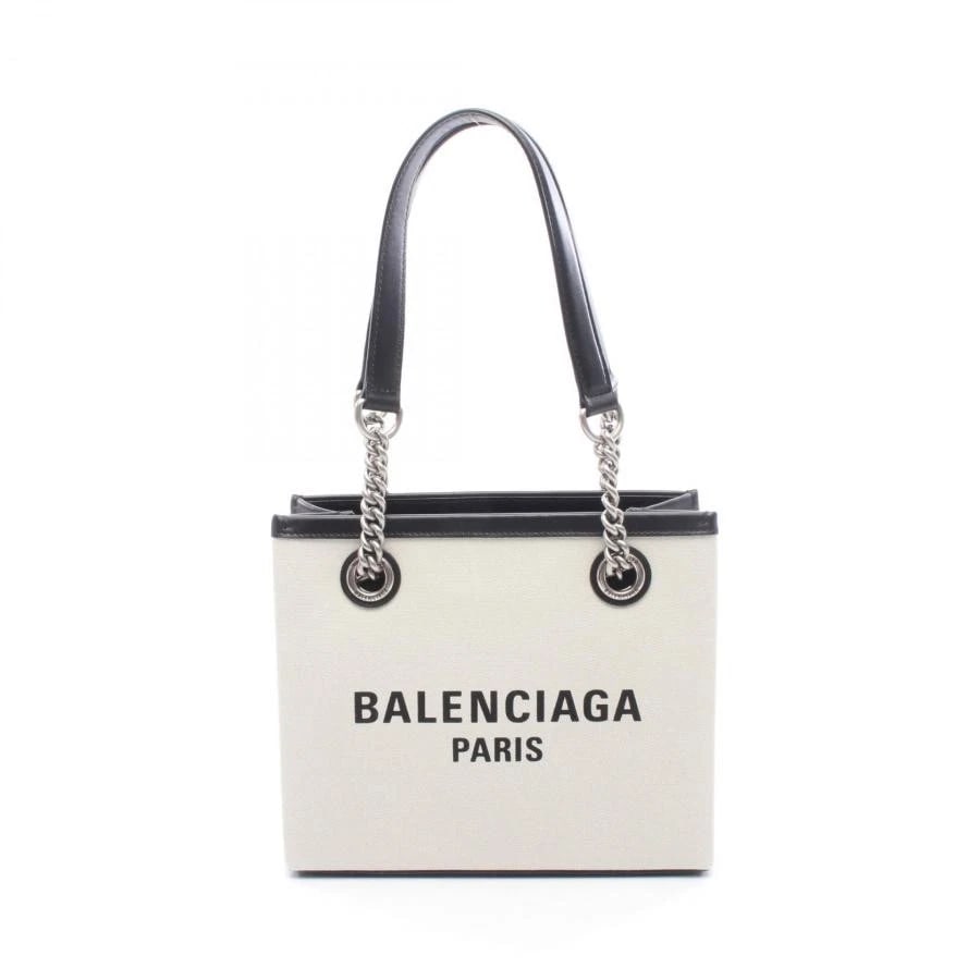 BALENCIAGA BAG: DUTY FREE SMALL: BALENCIAGA Bag: Duty Free Small Brand: BALENCIAGA Type/Style: Tote Material: Exterior Material Canvas, Leather Color: Exterior Color Ivory, Black Size: (approx. W9.1 ? H7.5 ? D4.3 inch) Accessories: