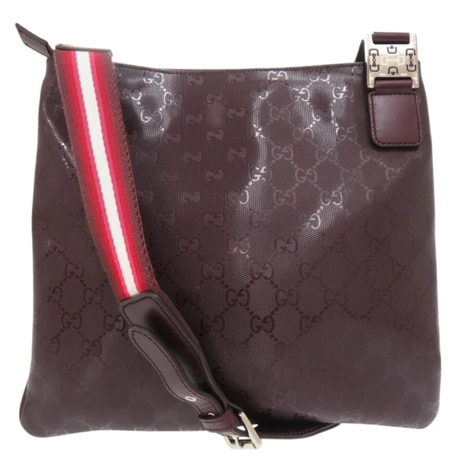 GUCCI BAG: GG IMPRIME BORDEAUX: GUCCI Bag: GG Imprime Bordeaux Brand: GUCCI Type/Style: Crossbody Material: Exterior Material PVC / Leather Color: Exterior Color Bordeaux Size: (approx. W10.2 ? H11.0 ? D0.4 inch) Accessories: None