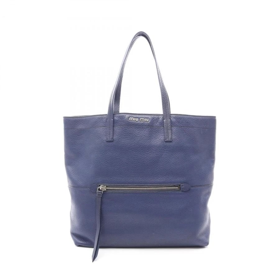 MIU MIU BAG: TOTE BLUE LEATHER: MIU MIU Bag: Tote Blue Leather Brand: Miu Miu Type/Style: Tote Material: Exterior Material Leather Color: Exterior Color Blue Size: (approx. W13.4 ? H13.4 ? D5.5 inch) Accessories: None Accessories