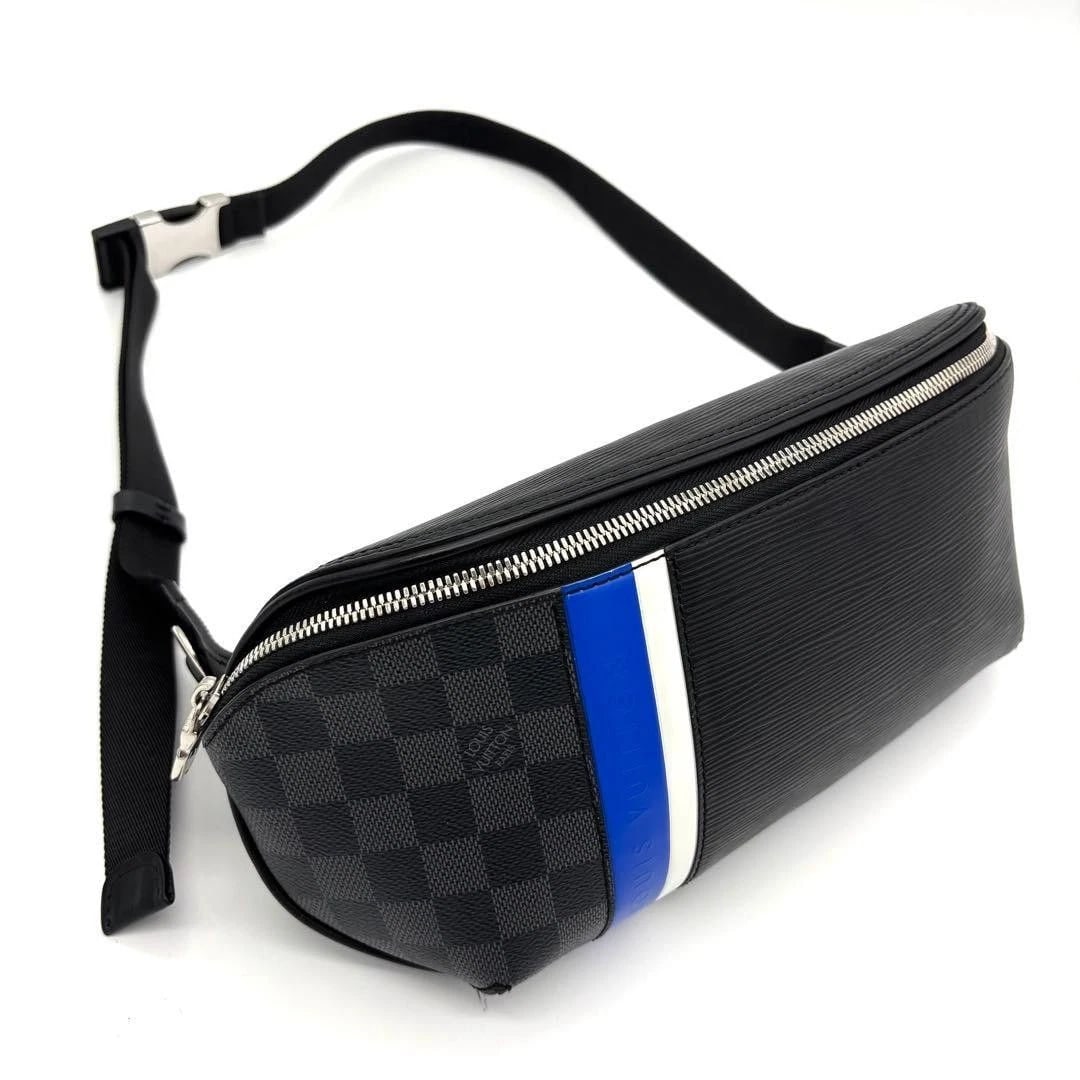 LOUIS VUITTON BAG: BUM BAG: LOUIS VUITTON Bag: Bum Bag Brand: LOUIS VUITTON Type/Style: Belt Bag & Fanny Pack Material: Exterior Material Leather / Canvas Color: Exterior Color Black Size: (approx. W11.8 ? H5.9 ? D3.1 inch)