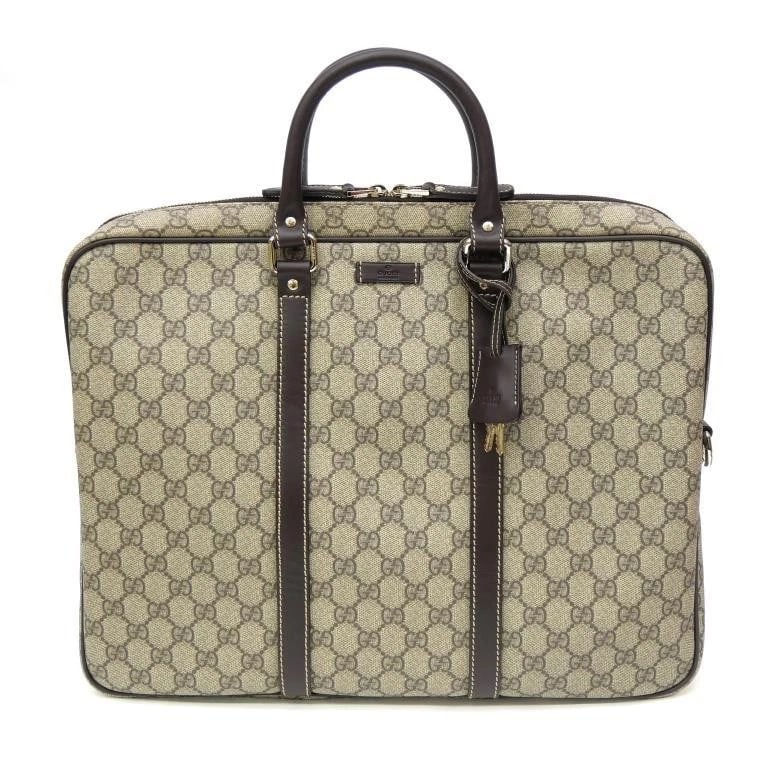 GUCCI BAG: BUSINESS BAG GG SUPREME CHOCOLATE: GUCCI Bag: Business Bag GG Supreme Chocolate Brand: GUCCI Type/Style: Briefcase/Document Case Material: Exterior Material Canvas Color: Exterior Color Brown Size: (approx. W15.7 ? H11.8 ? D2.2 inch)