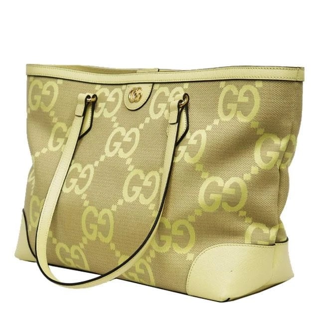 GUCCI BAG: JUMBO GG TOTE: GUCCI Bag: Jumbo GG Tote Brand: GUCCI Type/Style: Tote Material: Exterior Material Canvas / Leather Color: Exterior Color Yellow / Beige Size: (approx. W17.7/14.6 ? H10.6 ? D5.5 inch) Accessories: