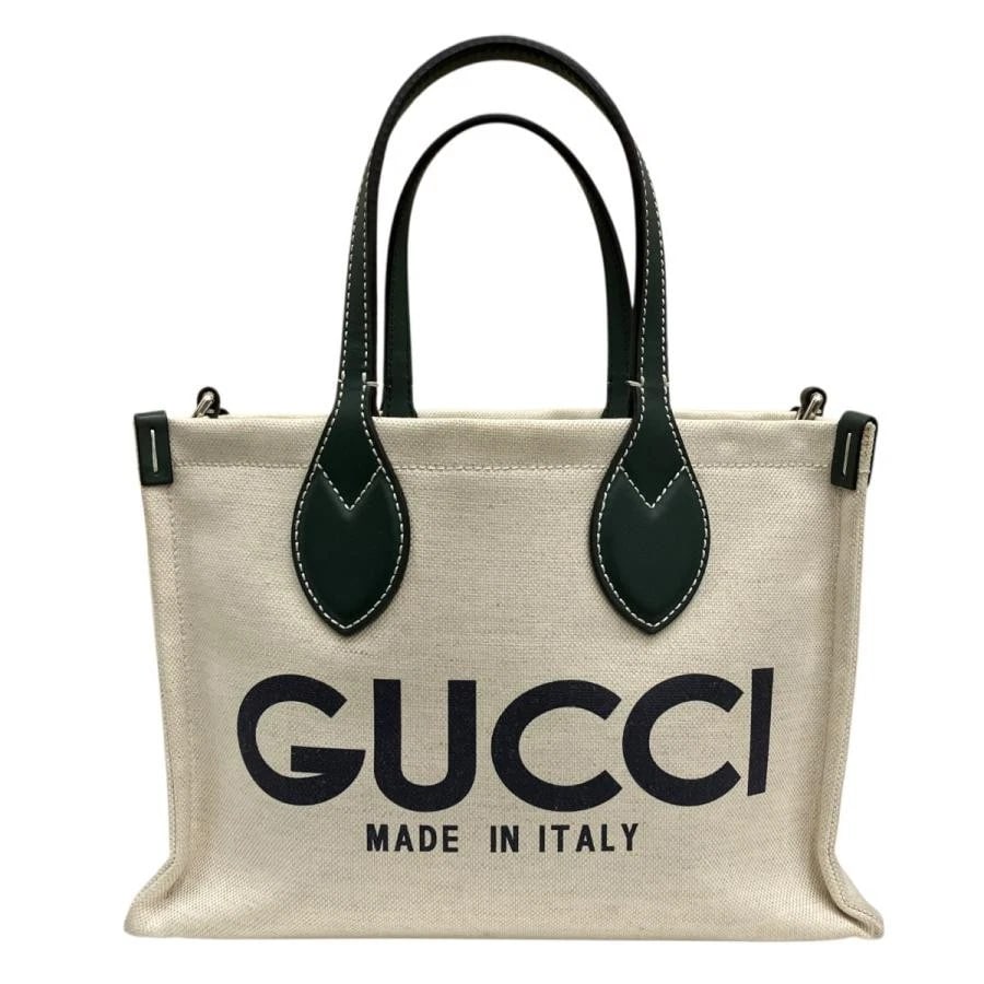 GUCCI BAG: TOTE WHITE: GUCCI Bag: Tote White Brand: GUCCI Type/Style: Tote Material: Exterior Material Canvas Color: Exterior Color White Size: (approx. W10.2 ? H7.5 ? D4.7 inch) Accessories: None Accessories No