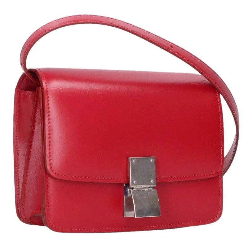 CELINE BAG: CLASSIC BOX SMALL RED: CELINE Bag: Classic Box Small Red Brand: CELINE Type/Style: Shoulder Bag Material: Exterior Material Leather Color: Exterior Color Red Size: (approx. W6.5 ? H5.3 ? D1.8 inch) Accessories: None