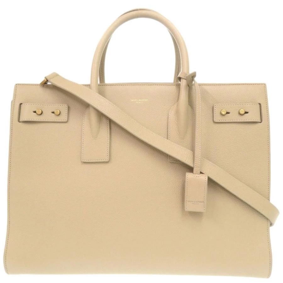 SAINT LAURENT BAG: SAC DE JOUR MEDIUM: SAINT LAURENT Bag: Sac De Jour Medium Brand: SAINT LAURENT PARIS Type/Style: Tote Material: Exterior Material Leather Color: Exterior Color Beige Size: (approx. W14.2 ? H10.6 ? D7.1 inch)
