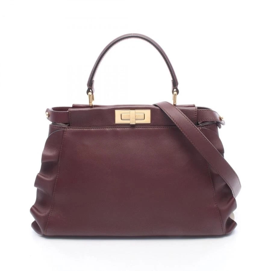 FENDI BAG: PEEKABOO REGULAR WAVE FRILL: FENDI Bag: Peekaboo Regular Wave Frill Brand: FENDI Type/Style: Satchel/Top Handle Bag Material: Exterior Material Leather Color: Exterior Color Bordeaux Size: (approx. W13.4 ? H9.4 ? D5.1 inch)