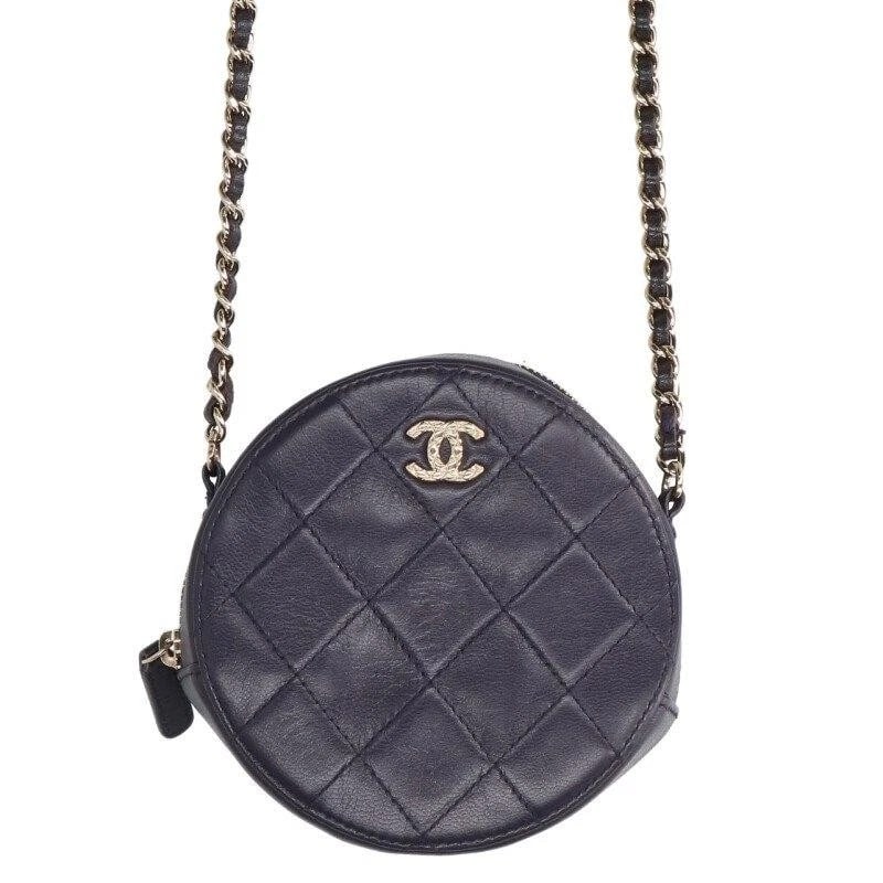 CHANEL BAG: CC LOGO ROUND CHAIN SHOULDER PURPLE: CHANEL Bag: CC Logo Round Chain Shoulder Purple Brand: CHANEL Type/Style: Shoulder Bag Material: Exterior Material Leather Color: Exterior Color Purple Size: (approx. W4.7 ? H4.7 ? D1.6 inch)