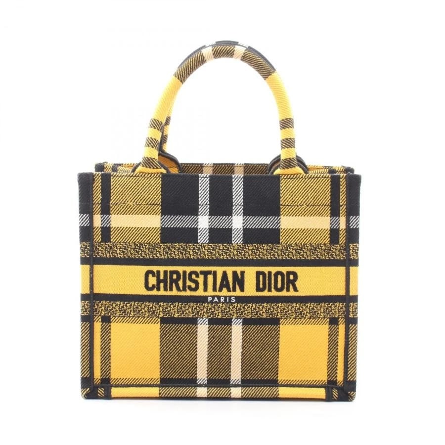 DIOR BAG: BOOK TOTE SMALL CHECK YELLOW/BLACK: DIOR Bag: BOOK TOTE Small Check Yellow/Black Brand: Dior Type/Style: Tote Material: Exterior Material Canvas Color: Exterior Color Yellow Size: (approx. W10.6 ? H8.7 ? D5.1 inch) Accessories: None