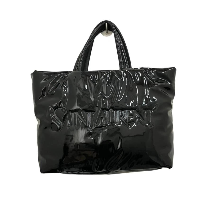 SAINT LAURENT BAG: LOGO PATENT MAXI TOTE: SAINT LAURENT Bag: Logo Patent Maxi Tote Brand: SAINT LAURENT Type/Style: Tote Material: Exterior Material Patent Leather Color: Exterior Color Black Size: (approx. W20.1 ? H15.7 ? D6.3 inch)