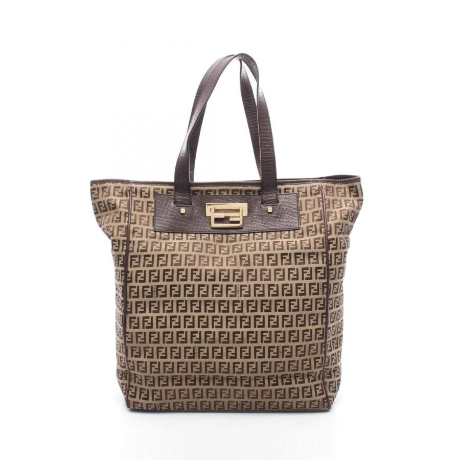 FENDI BAG: ZUCCHINO TOTE BEIGE BROWN: FENDI Bag: Zucchino Tote Beige Brown Brand: FENDI Type/Style: Tote Material: Exterior Material Canvas / Leather Color: Exterior Color Beige / Brown Size: (approx. W11.8 ? H13.8 ? D5.1 inch)