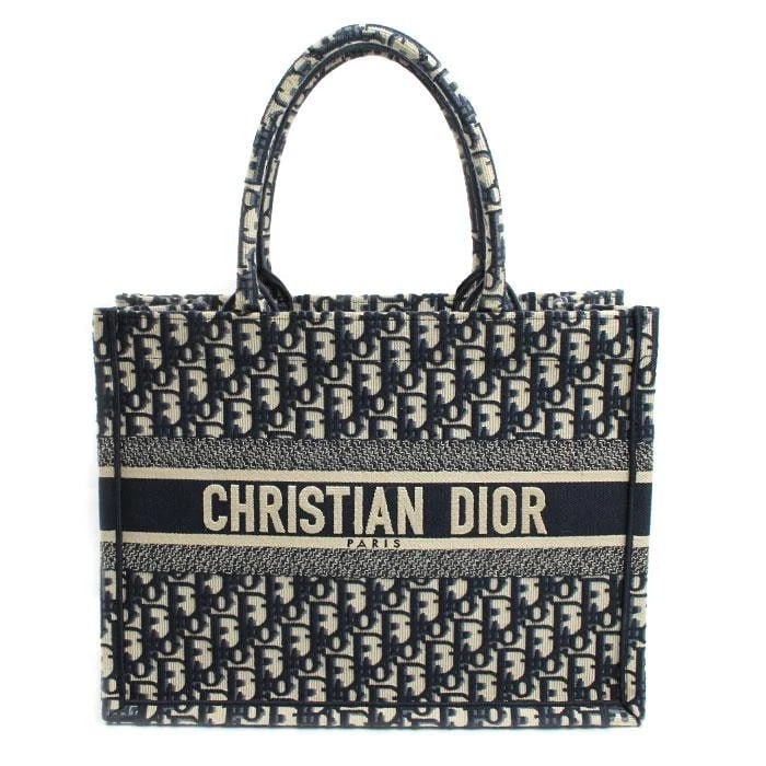DIOR BAG: BOOK TOTE MEDIUM NAVY: DIOR Bag: Book Tote Medium Navy Brand: Dior Type/Style: Tote Material: Exterior Material Cotton Color: Exterior Color Navy Size: (approx. W14.2 ? H10.6 ? D6.1 inch) Accessories: None Acces