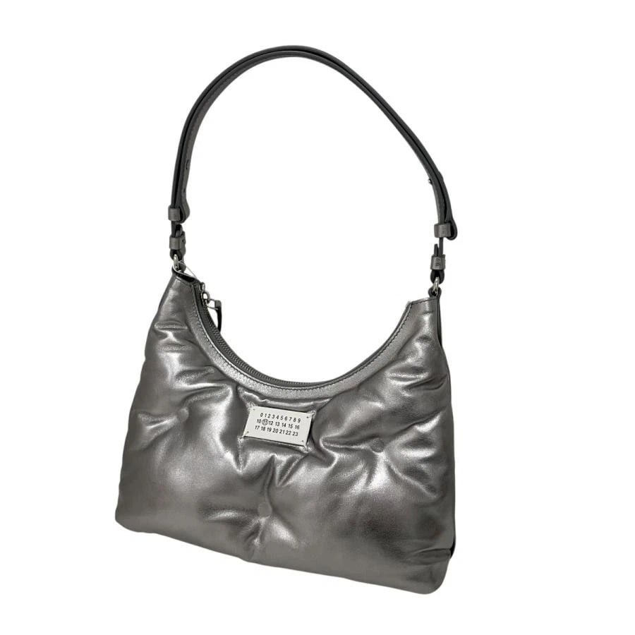 MAISON MARGIELA BAG: GLAM SLAM HOBO: MAISON MARGIELA Bag: Glam Slam Hobo Brand: MAISON MARGIELA Type/Style: Shoulder Bag Material: Exterior Material Leather Color: Exterior Color Silver Size: (approx. W11.0 ? H7.9 ? D2.0 inch)