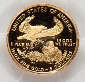 2000-W PROOF GOLD EAGLE 1/10 OZ BLUE GRADIENT - 2