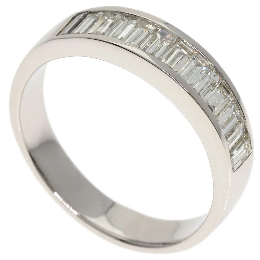 BUCKET DIAMOND HALF ETERNITY RING PLATINUM PT900: Bucket Diamond Half Eternity Ring Platinum PT900 Brand: SELECT JEWELRY Type/Style: Ring Material: Platinum PT900, Main Stone Natural Color: Silver Size: 8.75(US) Accessories: None Accessor