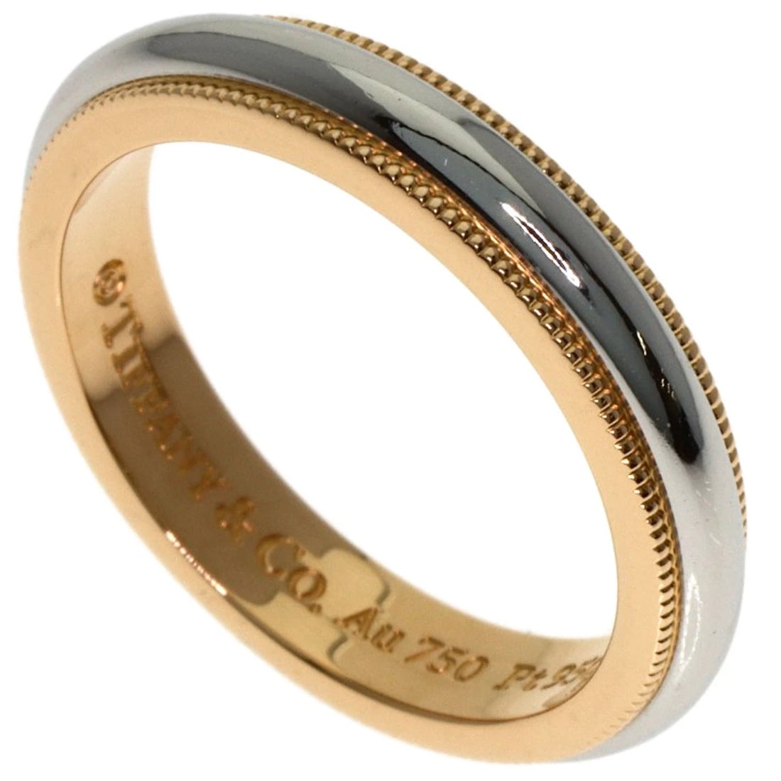TIFFANY&CO. MILGRAIN RING PLATINUM PT950 18K PINK GOLD: TIFFANY&Co. Milgrain Ring Platinum PT950 18K Pink Gold Brand: TIFFANY&Co. Type/Style: Ring Material: PT950 /18K Pink Gold, Color: Gold Size: 5.25(US) Accessories: None Accessories Notice: