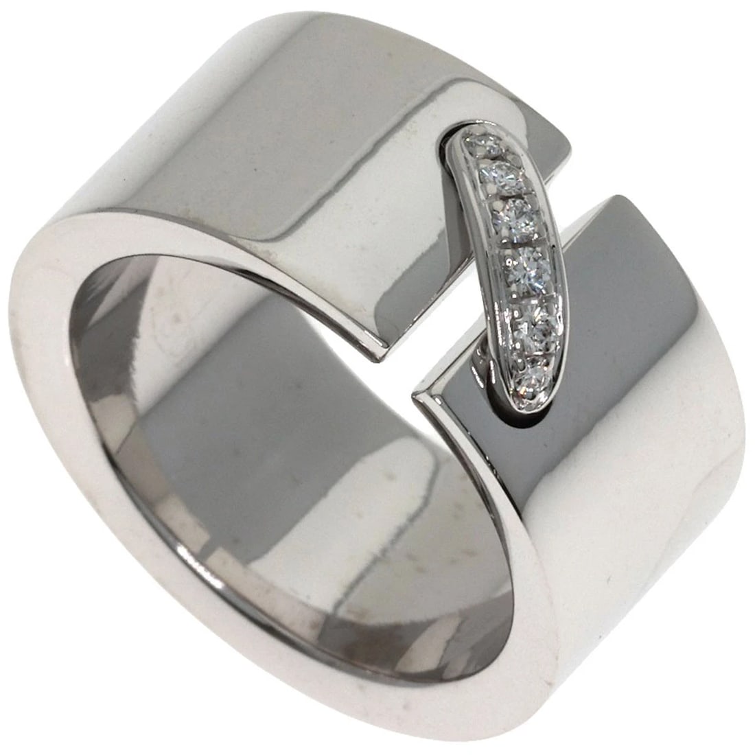 CHAUMET LIAN DIAMOND RING K18 WHITE GOLD: Chaumet Lian Diamond Ring K18 White Gold Brand: Chaumet Type/Style: Ring Material: K18 White Gold, Main Stone Natural Color: Silver Size: 5.75(US) Accessories: None Accessories Notice: Whe