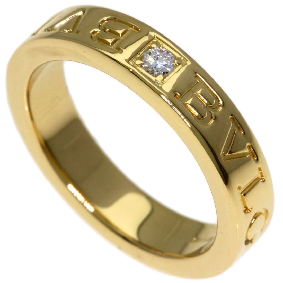 BVLGARI DIAMOND RING K18 YELLOW GOLD: BVLGARI Diamond Ring K18 Yellow Gold Brand: BVLGARI Type/Style: Ring Material: K18 Yellow Gold, Color: Gold Size: 5.25(US) Accessories: None Accessories Notice: When purchasing pre-owned g