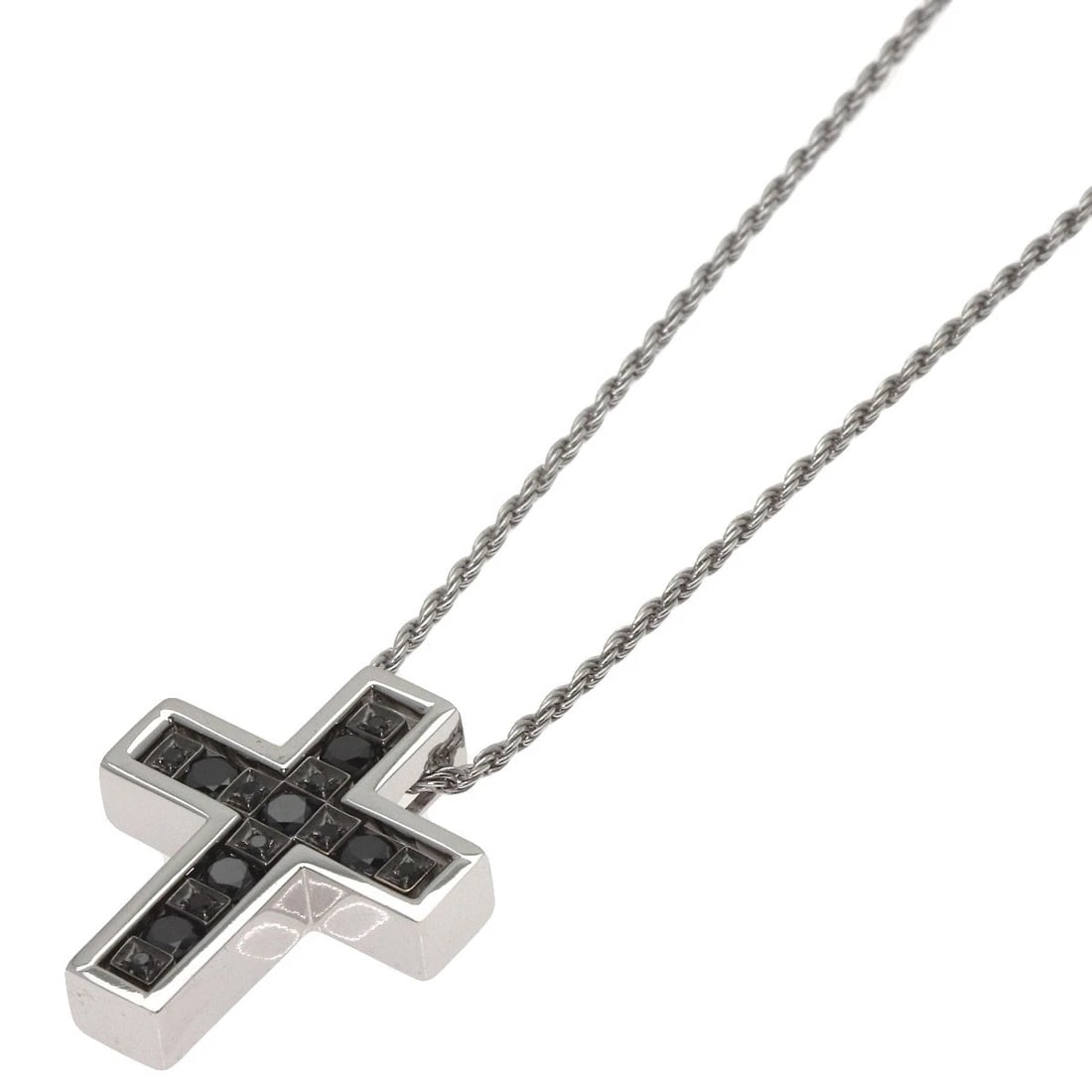DAMIANI BLACK DIAMOND NECKLACE K18 WHITE GOLD: Damiani Black Diamond Necklace K18 White Gold Brand: Damiani Type/Style: Necklace Material: K18 White Gold, Main Stone Natural Color: Silver Size: Chain Length:19.7inch/50cm Chain Width:0.4inch/1mm To