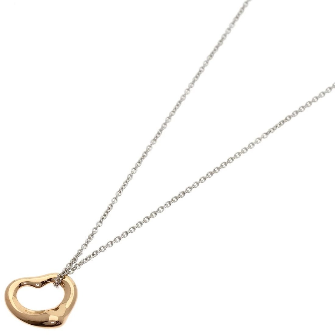TIFFANY&CO. OPEN HEART NECKLACE K18 PINK GOLD K18 WHITE GOLD: TIFFANY&Co. Open heart Necklace K18 Pink Gold K18 White Gold Brand: TIFFANY&Co. Type/Style: Necklace Material: K18 Pink Gold/K18 White Gold, Color: Gold Size: Chain Length:15.9inch/40.5cm Chain Width: