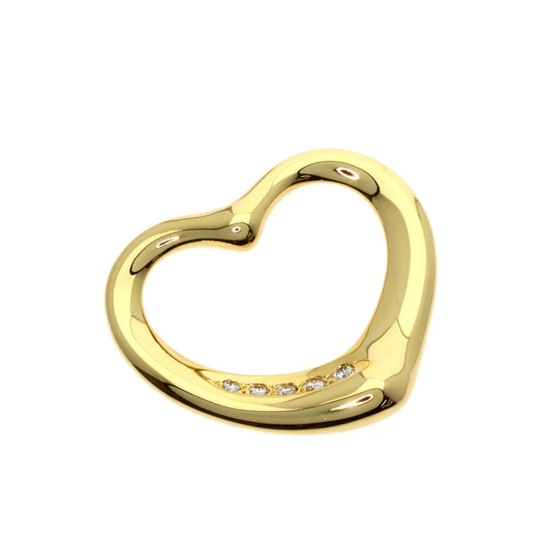 TIFFANY&CO. OPEN HEART DIAMOND PENDANT TOP K18 YELLOW GOLD: TIFFANY&Co. Open Heart Diamond Pendant top K18 Yellow Gold Brand: TIFFANY&Co. Type/Style: Pendant top Material: K18 Yellow Gold, Color: Gold Size: Top Size:0.7inch/18.7x22x3.6mm Accessories: None