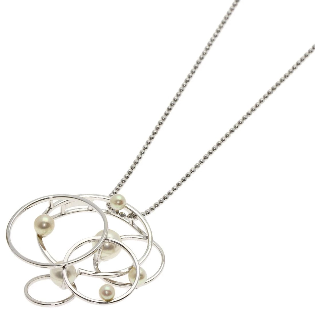 TASAKI PEARL NECKLACE K18 WHITE GOLD: TASAKI Pearl Necklace K18 White Gold Brand: TASAKI Type/Style: Necklace Material: K18 White Gold, Main Stone Pearl Color: Silver Size: Chain Length:23.6inch/60cm Chain Width:0.6inch/1.5mm Top Size:1.4