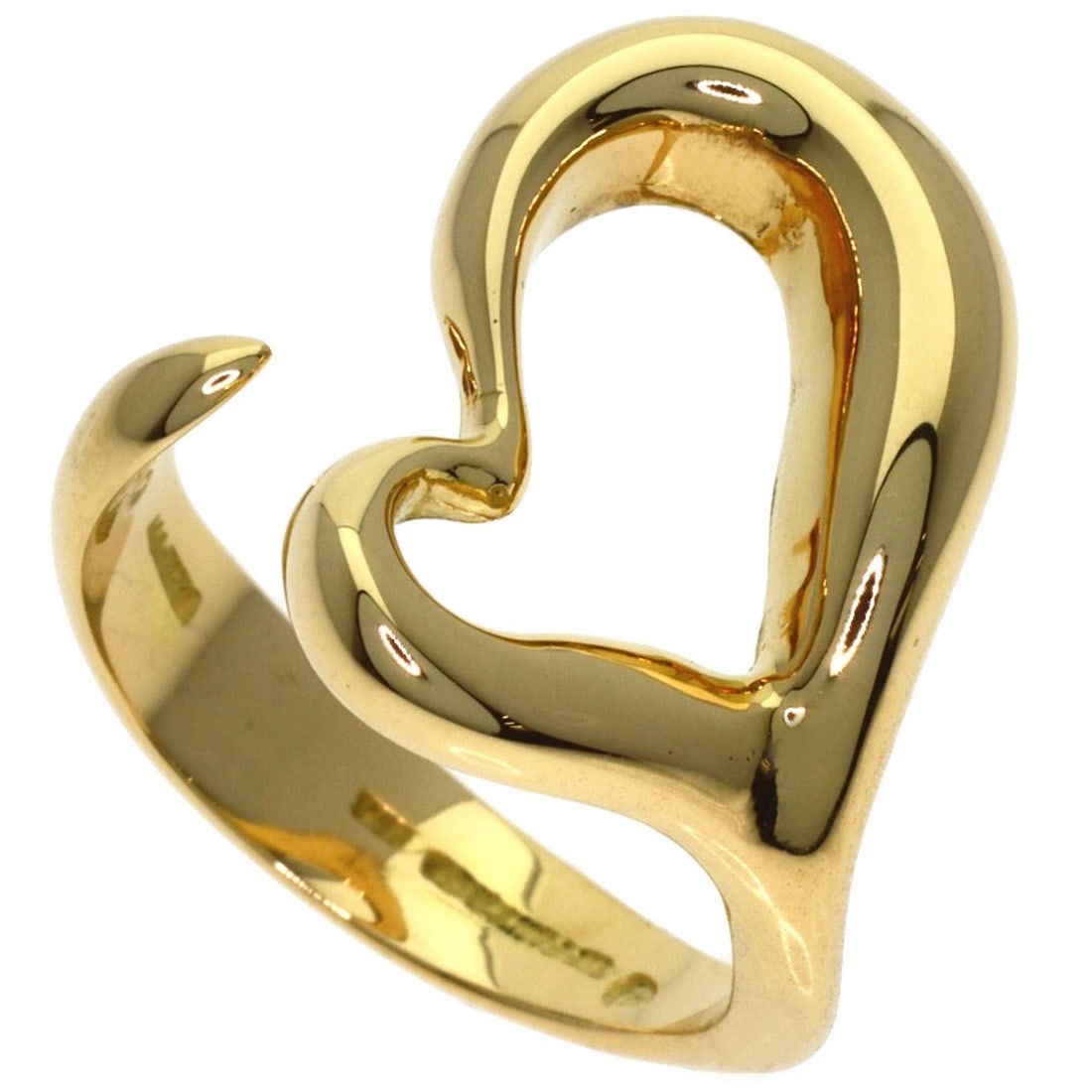 TIFFANY&CO. OPEN HEART RING K18 YELLOW GOLD: TIFFANY&Co. Open heart Ring K18 Yellow Gold Brand: TIFFANY&Co. Type/Style: Ring Material: K18 Yellow Gold, Color: Gold Size: 5(US) Accessories: None Accessories Notice: When purchasing pre