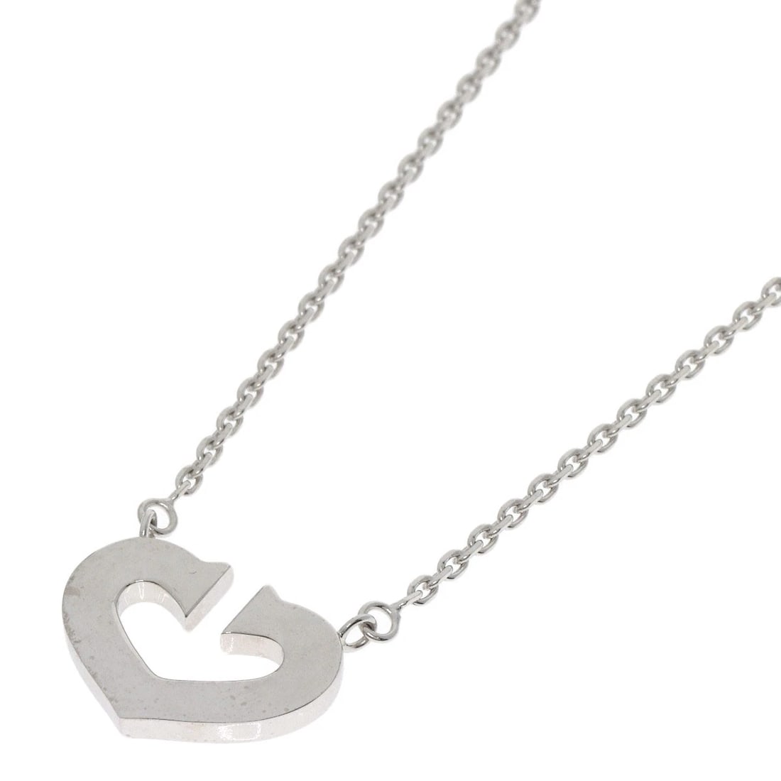 CARTIER HEART NECKLACE K18 WHITE GOLD: CARTIER heart Necklace K18 White Gold Brand: CARTIER Type/Style: Necklace Material: K18 White Gold, Color: Silver Size: Chain Length:15.7inch/40cm Chain Width:0.6inch/1.4mm Top Size:0.5inch/12.4x16.8x