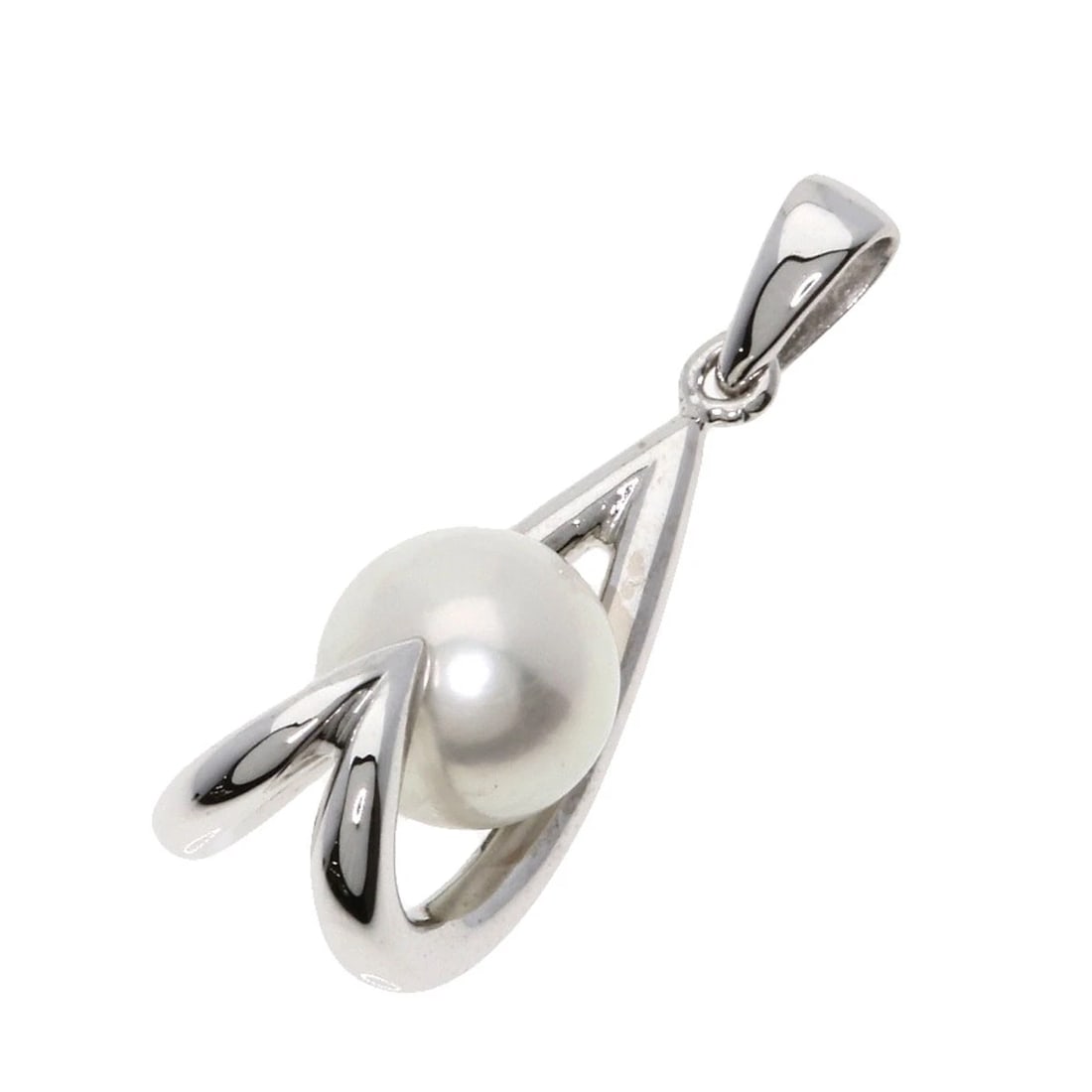 MIKIMOTO PEARL PENDANT TOP K18 WHITE GOLD: MIKIMOTO Pearl Pendant top K18 White Gold Brand: MIKIMOTO Type/Style: Pendant top Material: K18 White Gold, Color: Silver Size: Stone Size:0.3inch/7mm Top Size:0.8inch/20x7.9x8.4mm Accessories: No