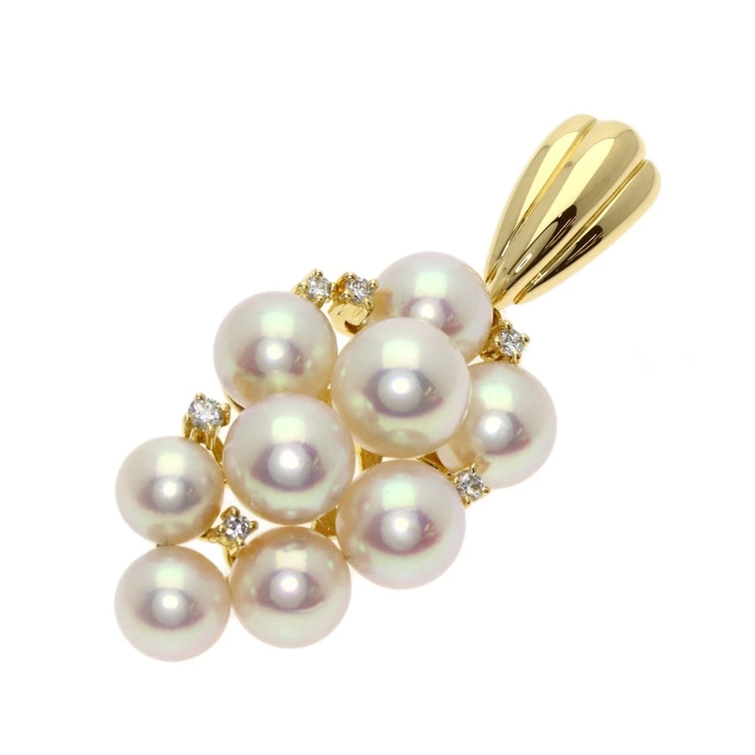 TASAKI PEARL DIAMOND PENDANT TOP K18 YELLOW GOLD: TASAKI Pearl Diamond Pendant top K18 Yellow Gold Brand: TASAKI Type/Style: Pendant top Material: K18 Yellow Gold, Color: Gold Size: Stone Size:0.2inch/5.6-7.3mm Top Size:1.6inch/40.9x17.4x11.7mm
