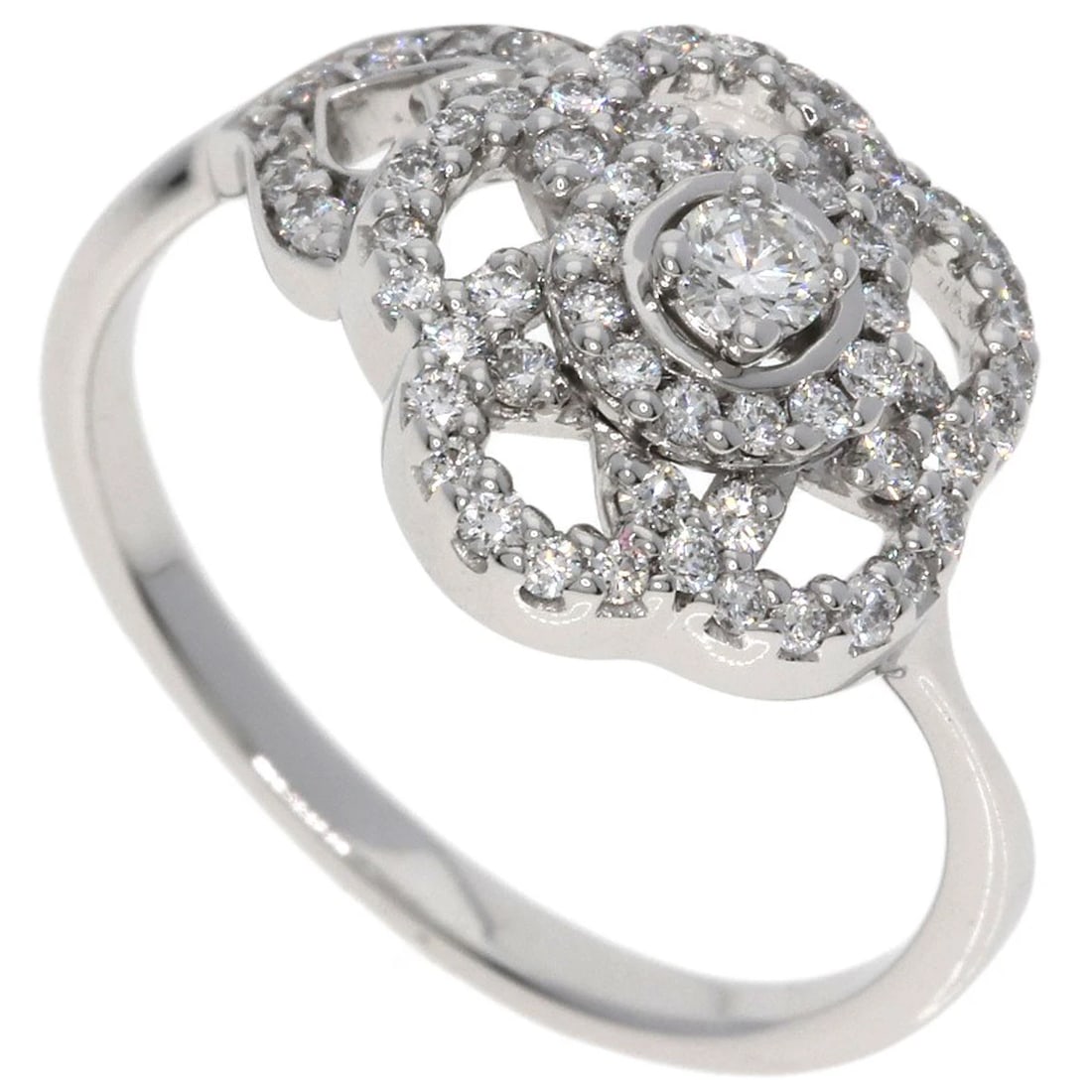 CHANEL DIAMOND RING K18 WHITE GOLD: CHANEL Diamond Ring K18 White Gold Brand: CHANEL Type/Style: Ring Material: K18 White Gold, Main Stone Natural Color: Silver Size: 5(US) Accessories: None Accessories Notice: When purchasi