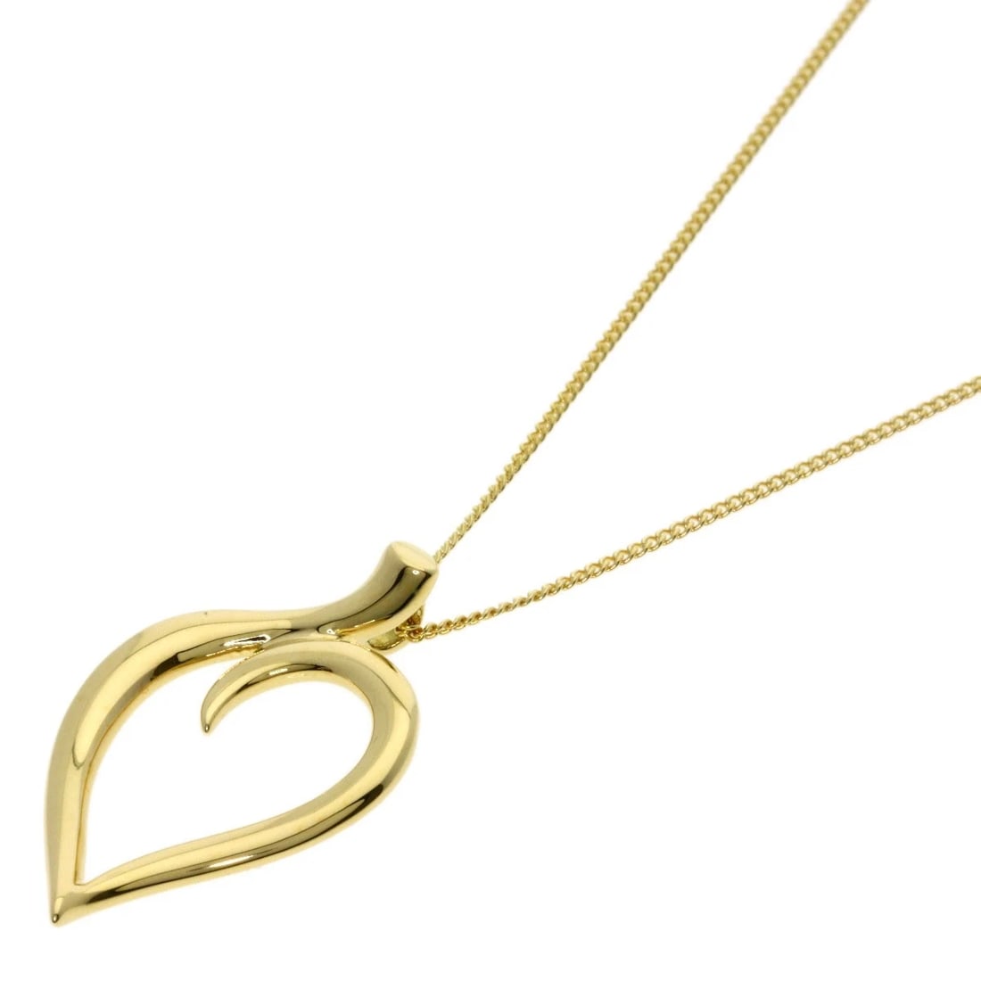 TIFFANY&CO. LEAF HEART NECKLACE K18 YELLOW GOLD: TIFFANY&Co. Leaf heart Necklace K18 Yellow Gold Brand: TIFFANY&Co. Type/Style: Necklace Material: K18 Yellow Gold, Color: Gold Size: Chain Length:17.9inch/45.5cm Chain Width:0.4inch/1mm Top