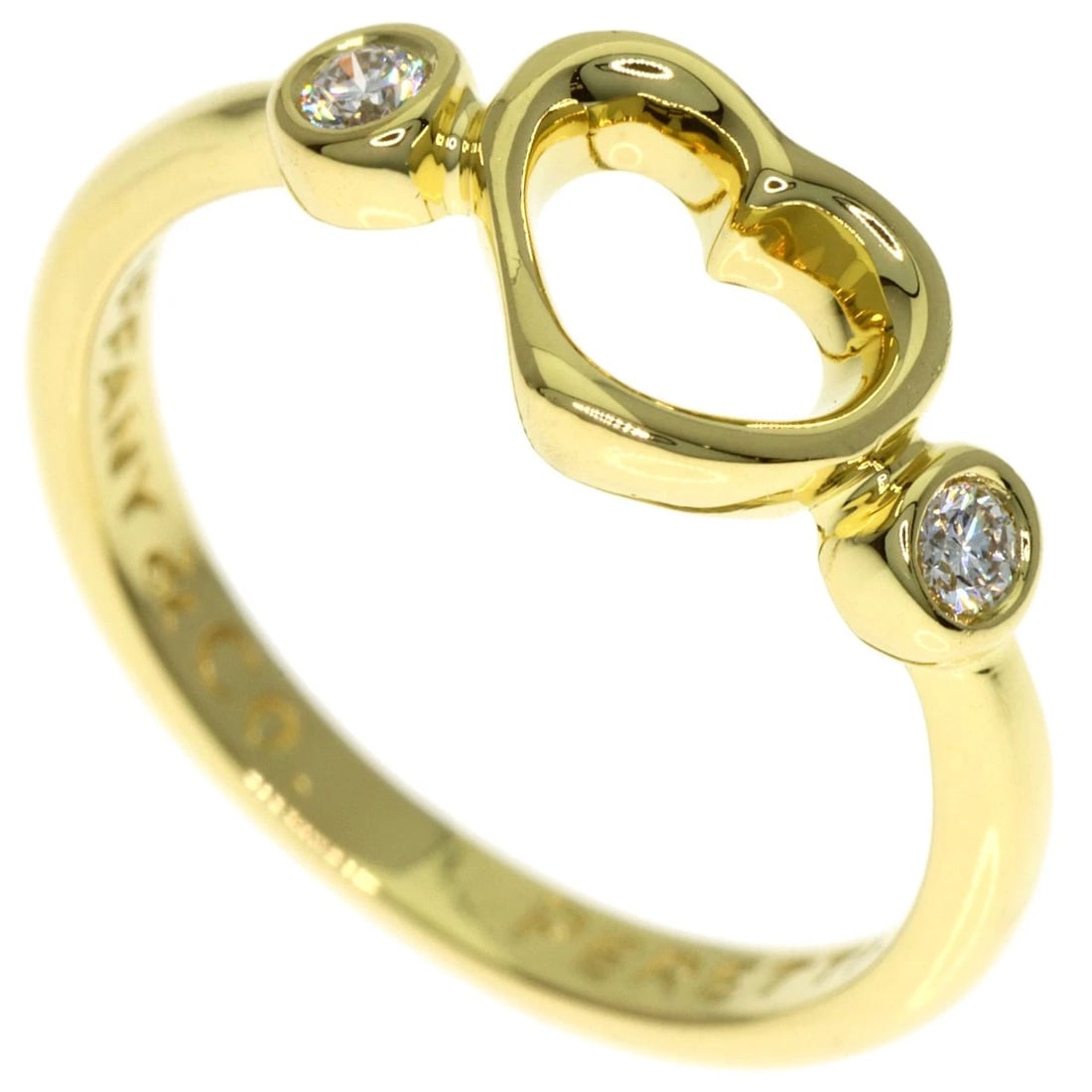 TIFFANY&CO. OPEN HEART DIAMOND RING K18 YELLOW GOLD: TIFFANY&Co. Open Heart Diamond Ring K18 Yellow Gold Brand: TIFFANY&Co. Type/Style: Ring Material: K18 Yellow Gold, Color: Gold Size: 4.25(US) Accessories: None Accessories Notice: When pur