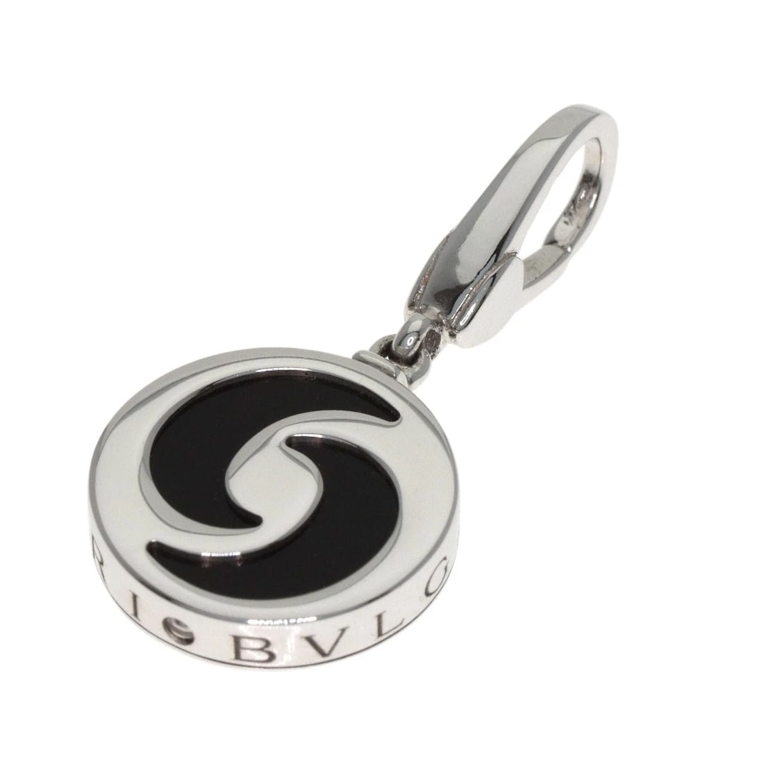 BVLGARI PENDANT TOP K18 WHITE GOLD: BVLGARI Pendant top K18 White Gold Brand: BVLGARI Type/Style: Pendant top Material: K18 White Gold, Color: Silver Size: Top Size:0.5inch/13x13x2.9mm Accessories: None Accessories Notice: When