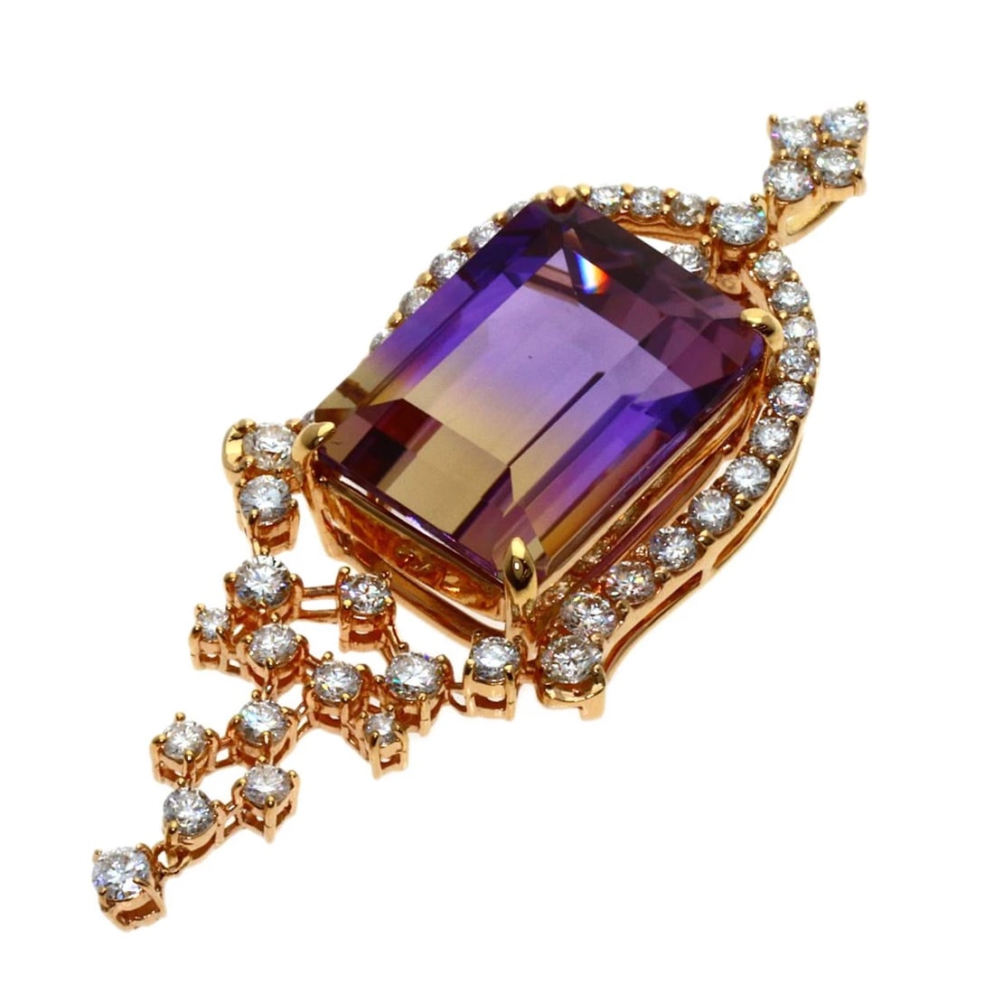 AMETRINE DIAMOND PENDANT TOP K18 PINK GOLD (1 of 2)