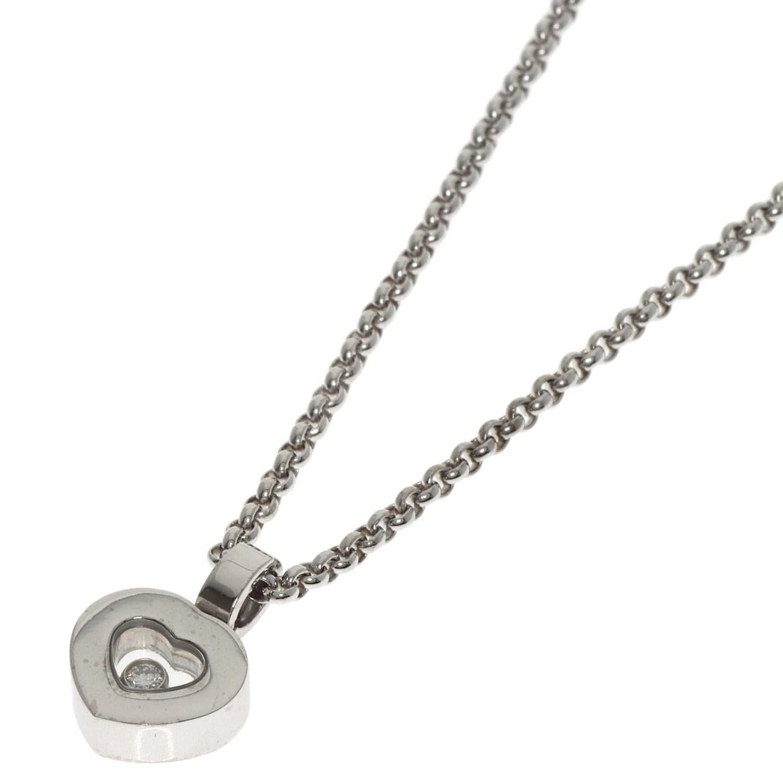 CHOPARD HAPPY DIAMOND NECKLACE K18 WHITE GOLD: Chopard Happy diamond Necklace K18 White Gold Brand: Chopard Type/Style: Necklace Material: K18 White Gold, Main Stone Natural Color: Silver Size: Chain Length:15.4inch/39cm Chain Width:0.7inch/1.9mm 