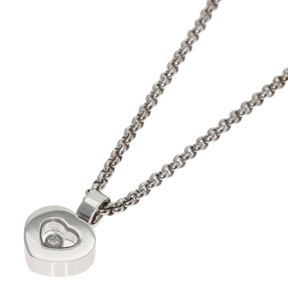 CHOPARD DIAMOND NECKLACE K18 WHITE GOLD: Chopard diamond Necklace K18 White Gold Brand: Chopard Type/Style: Necklace Material: K18 White Gold, Main Stone Natural Color: Silver Size: Chain Length:16.5inch/42cm Chain Width:0.8inch/2.0mm Top Si