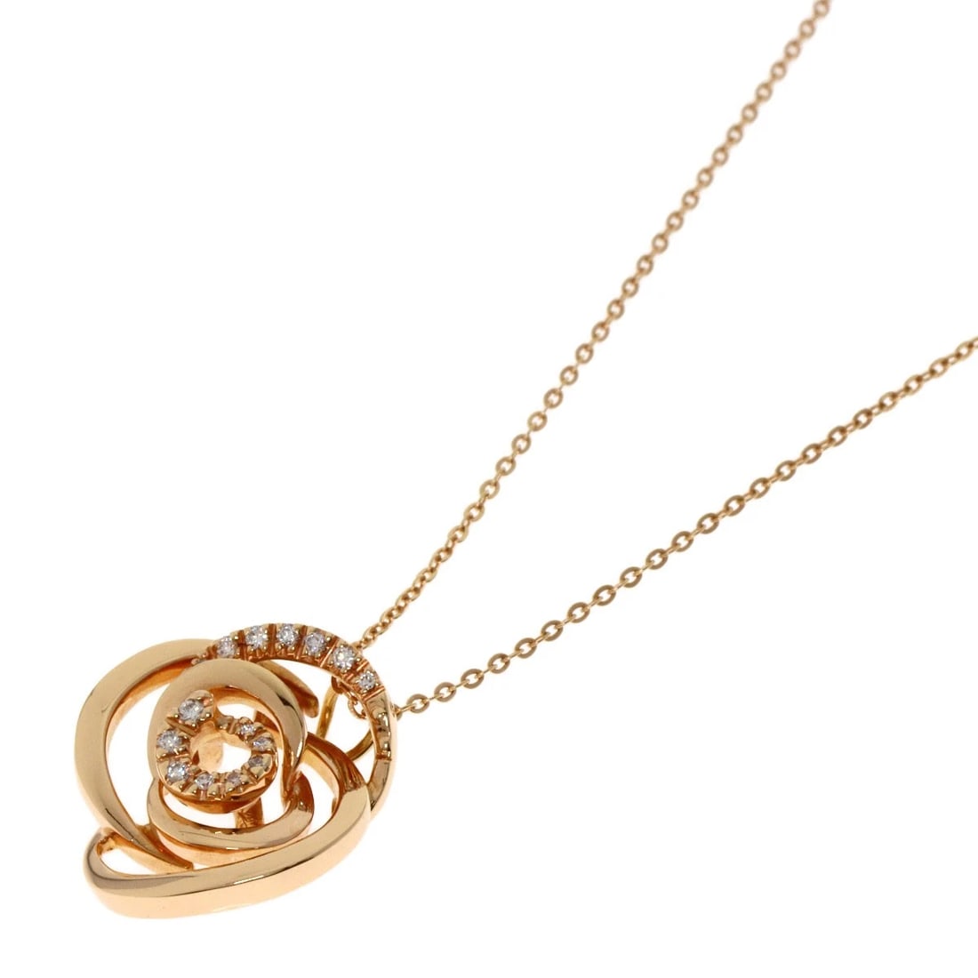DAMIANI DIAMOND NECKLACE K18 PINK GOLD: Damiani Diamond Necklace K18 Pink Gold Brand: Damiani Type/Style: Necklace Material: K18 Pink Gold, Main Stone Natural Color: Gold Size: Chain Length:19.7inch/50cm Chain Width:0.4inch/0.9mm Top Size:0