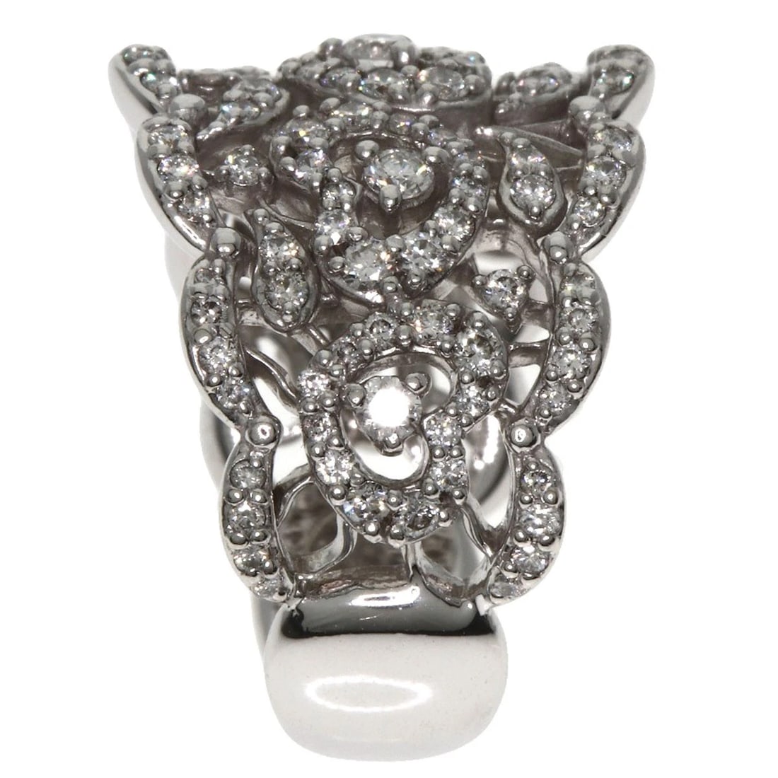 PONTE VECCHIO HEART MOTIF DIAMOND RING K18 WHITE GOLD: Ponte Vecchio Heart motif Diamond Ring K18 White Gold Brand: Ponte Vecchio Type/Style: Ring Material: K18 White Gold, Main Stone Natural Color: Silver Size: 5.25(US) Accessories: None Acce