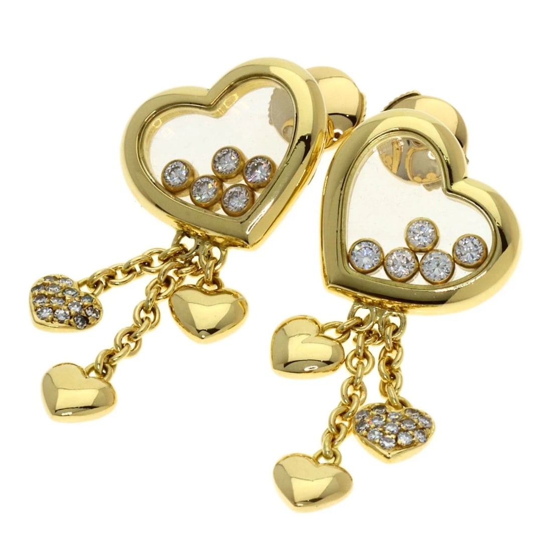 CHOPARD DIAMOND EARRING K18 YELLOW GOLD: Chopard Diamond earring K18 Yellow Gold Brand: Chopard Type/Style: earring Material: K18 Yellow Gold, Main Stone Natural Color: Gold Size: Top Size:1.4inch/36x15.5mm Accessories: None Acce