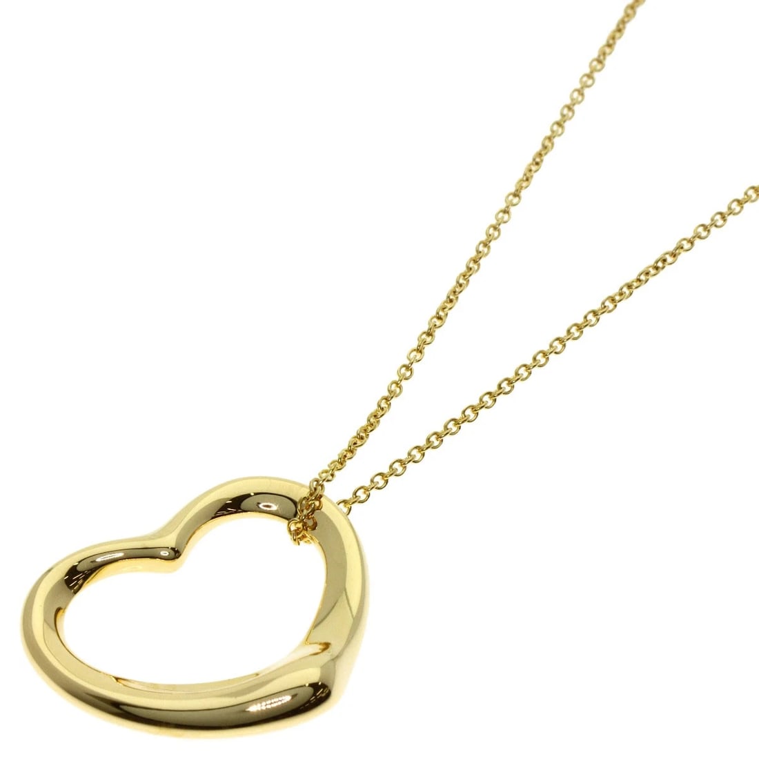 TIFFANY&CO. OPEN HEART NECKLACE K18 YELLOW GOLD: TIFFANY&Co. Open heart Necklace K18 Yellow Gold Brand: TIFFANY&Co. Type/Style: Necklace Material: K18 Yellow Gold, Color: Gold Size: Chain Length:15.9inch/40.5cm Chain Width:0.4inch/1mm Top Size:0.7in